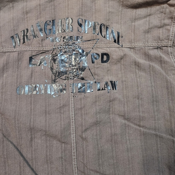 Wrangler Other - Wrangler Brown Short Sleeve Button Down Shirt LA PD Obeying the Law L